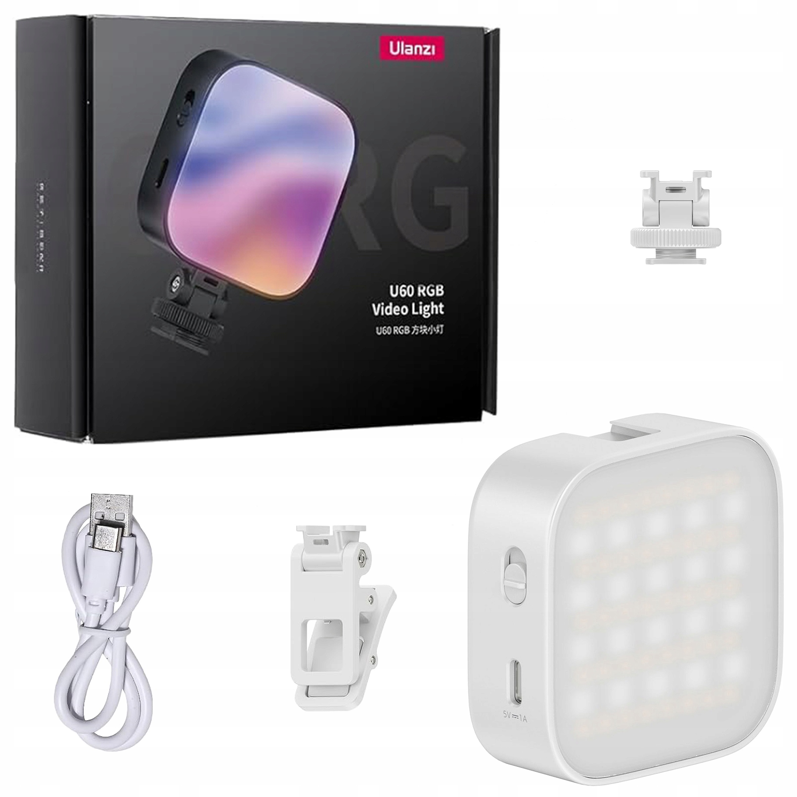 Lampa LED Ulanzi U60 - RGB, WB (2500 K - 9000 K) Magnetyczna biała Źródło światła LED