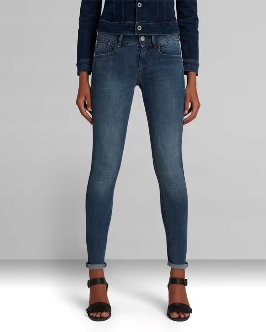 G Star Raw Dámské Džíny Úzké Nohavice Oděrky Střední Stav 24/34 6FA