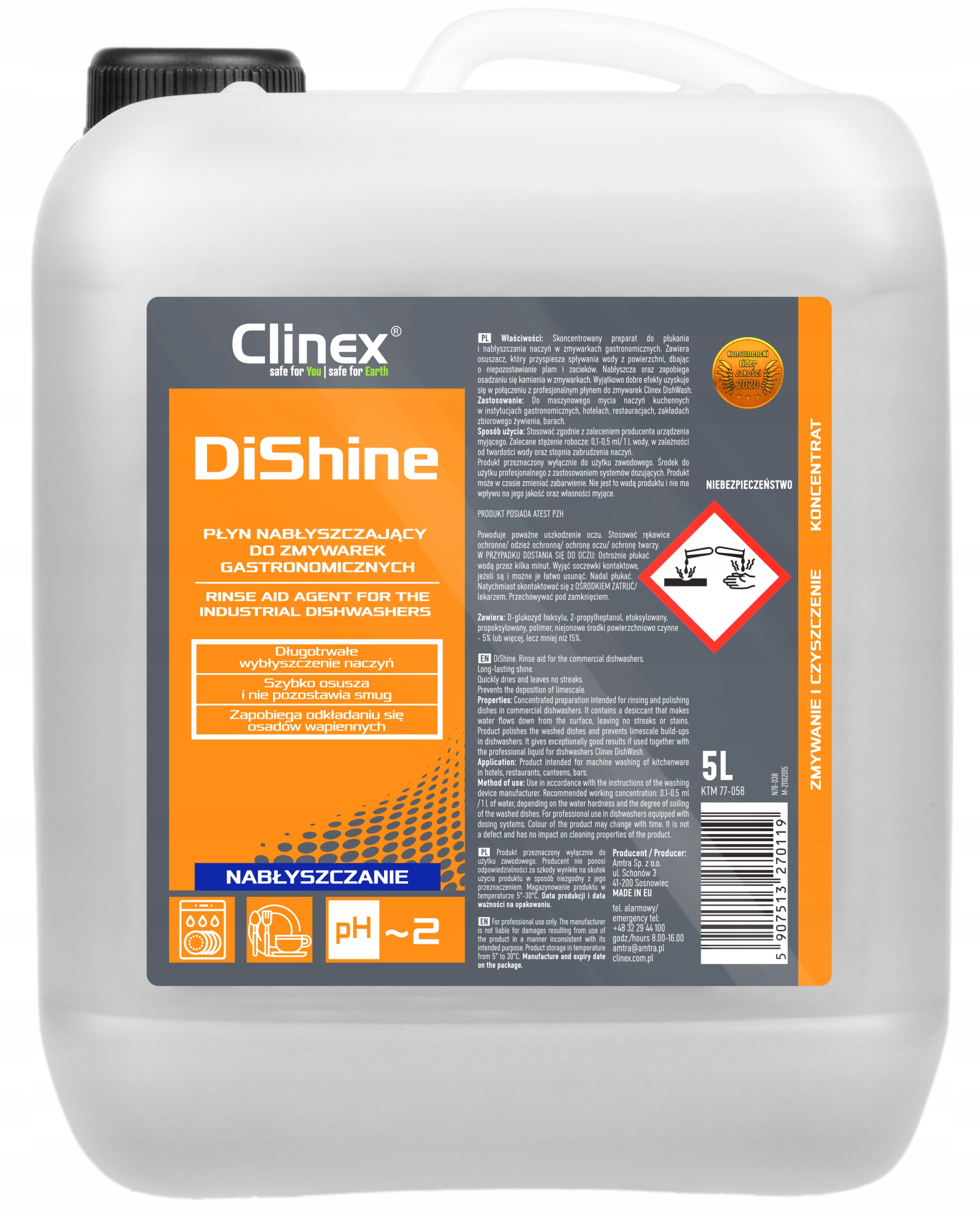 

Clinex DiShine Płyn nabłyszczający do zmywarek 5L