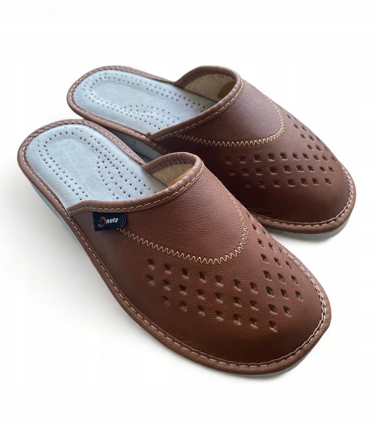 KAPCIE MĘSKIE PANTOFLE DOMOWE DANTE SKÓRA r.41 PREZENT Marka inna