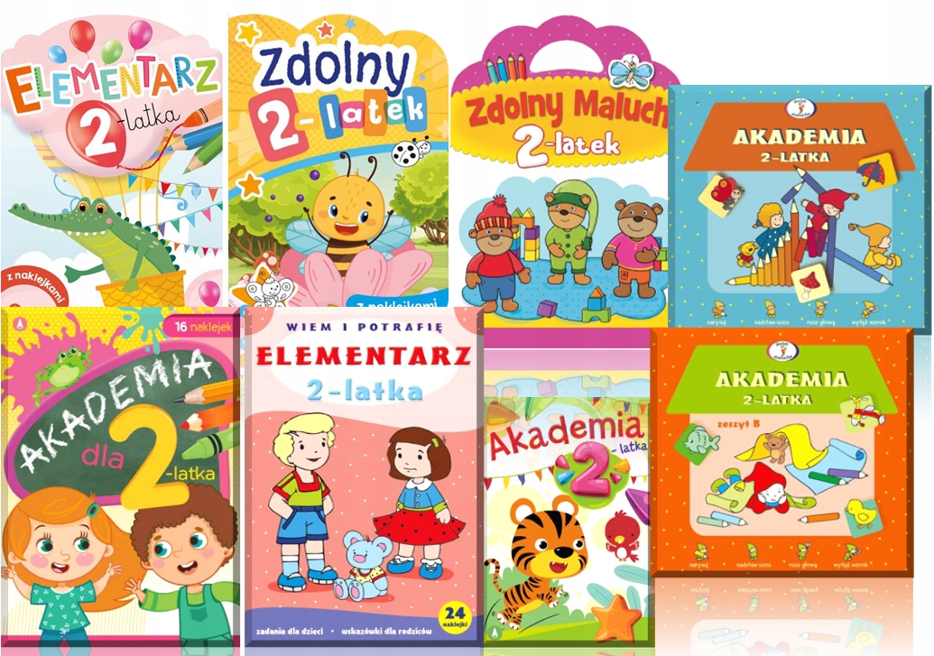 Pakiet 2 Latka Elementarz Akademia Nauka i Zabawa Rozwój Malucha Zestaw 8w1