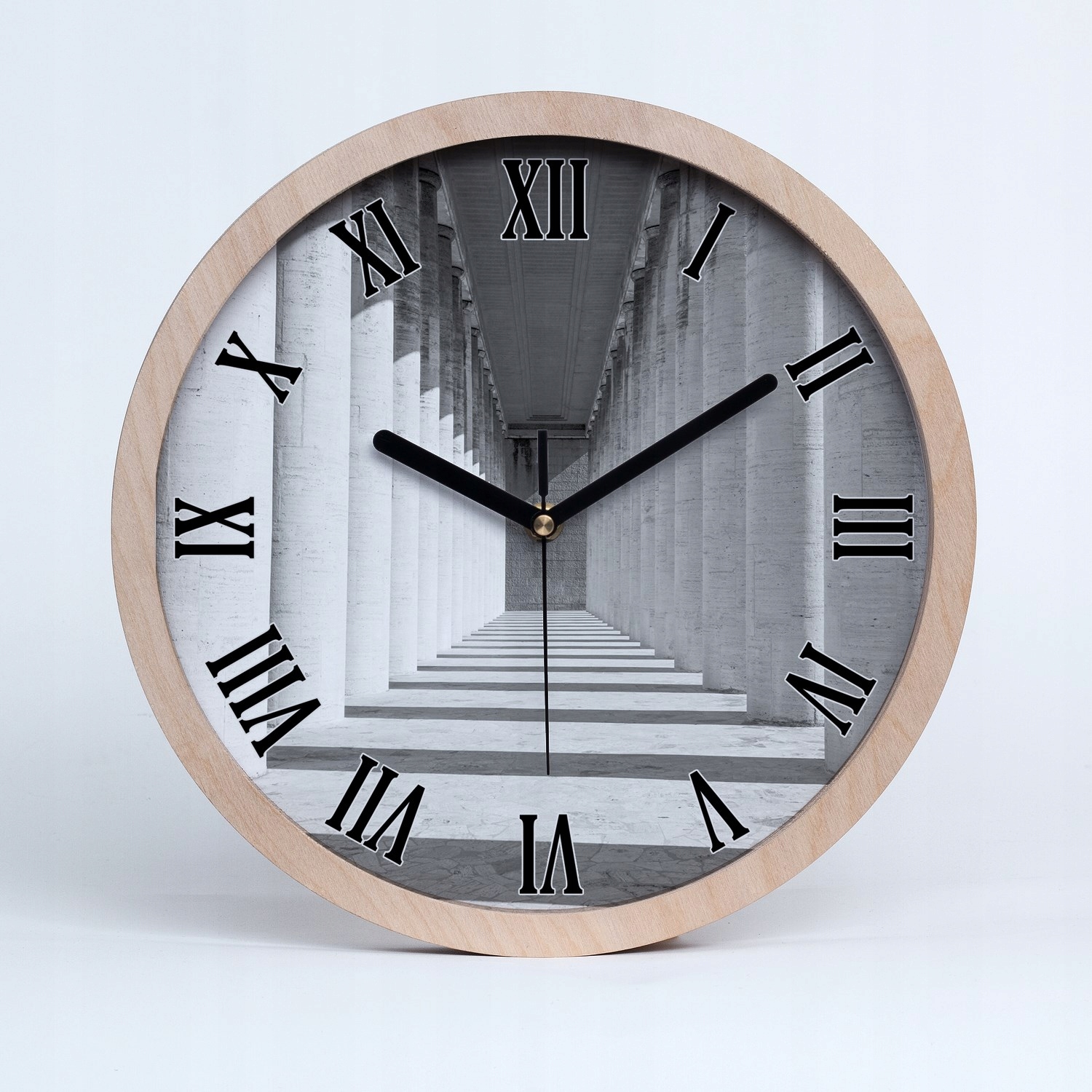 Dřevěný nástěnný hodinový stroj kulatý chodba 25 cm