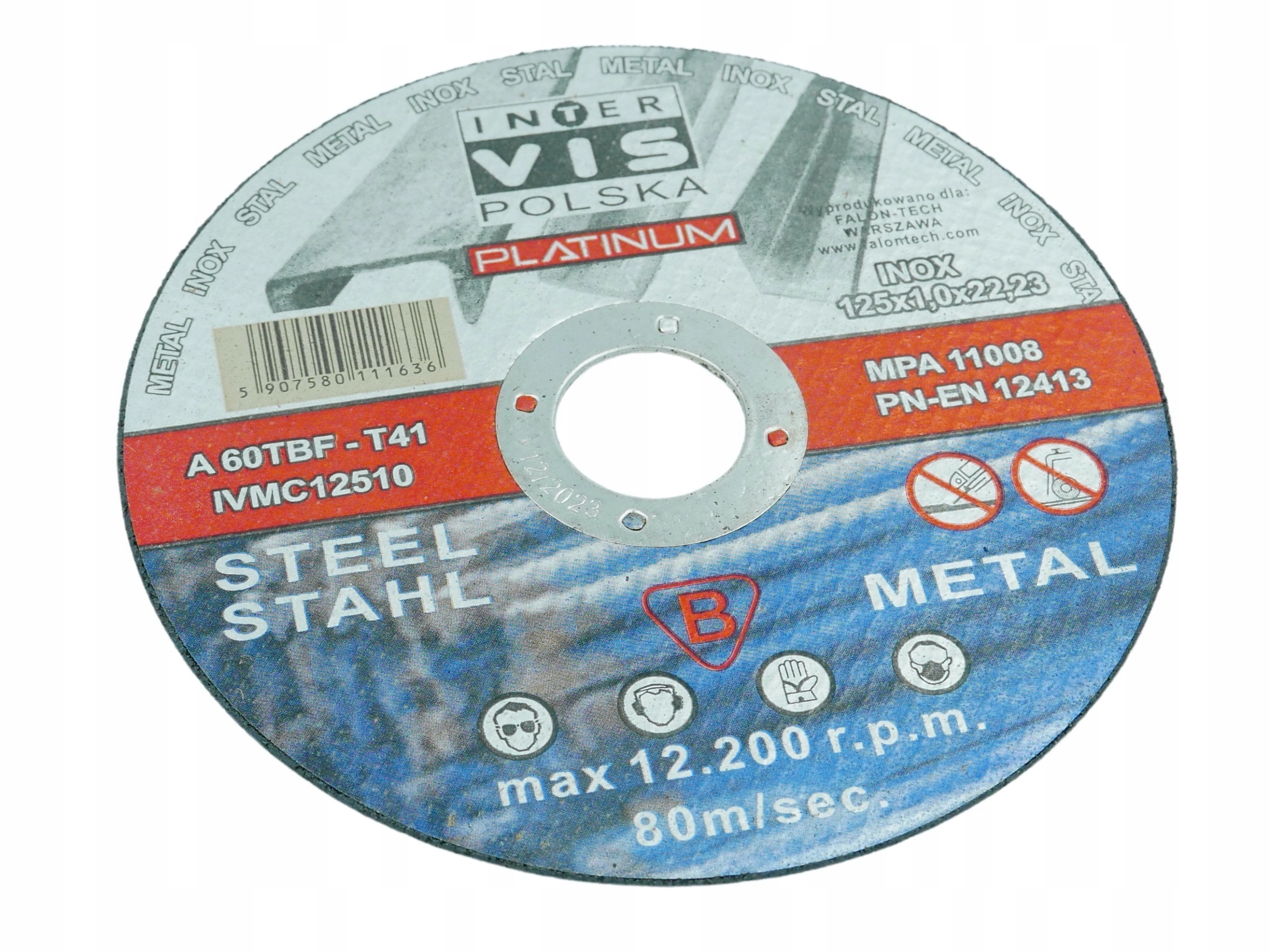 TARCZA INOX DO CIĘCIA METALU TARCZE 125 x 1.0 mm Marka Inter-Vis