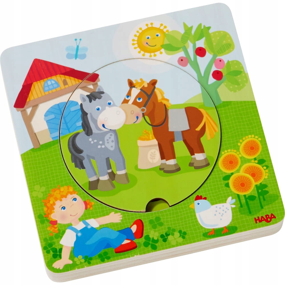 

Drewniana układanka puzzle Koniki na farmie Haba