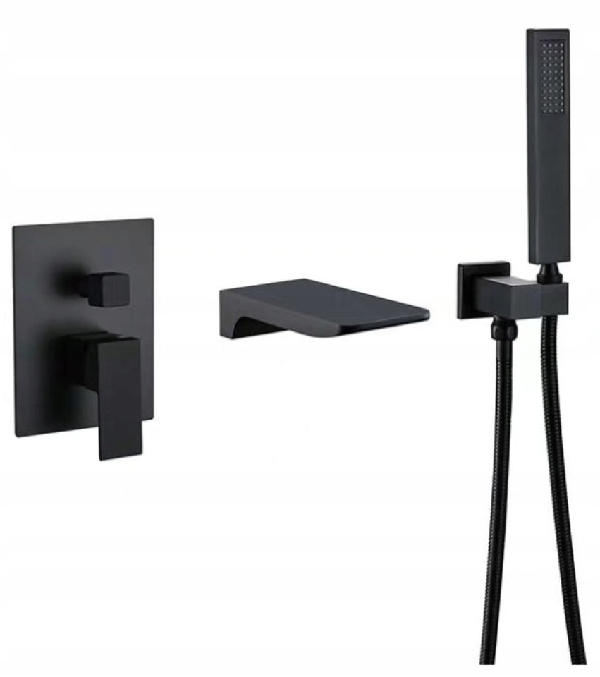 

Kran Bateria Wannowa Efekt Wodospadu Czarny Mat v9