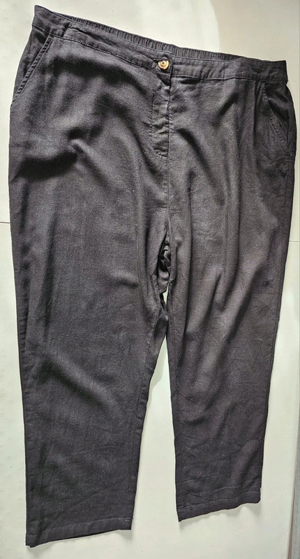 Peacocks spodnie czarne lniane na gumie 48 Marka Peacocks