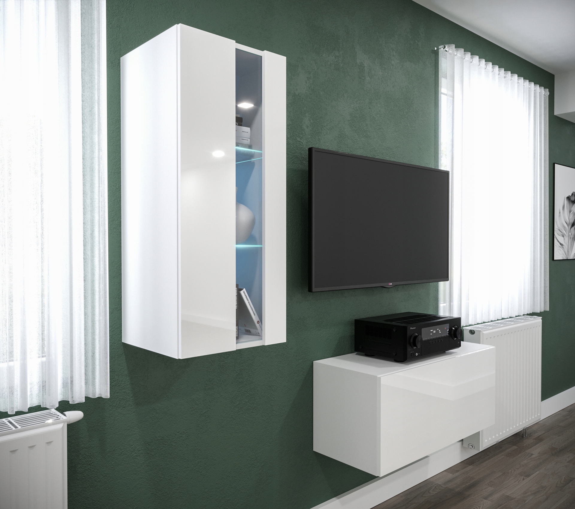 Nábytková Stěna Malá Rtv skříňka Bílý Lesk FMB30