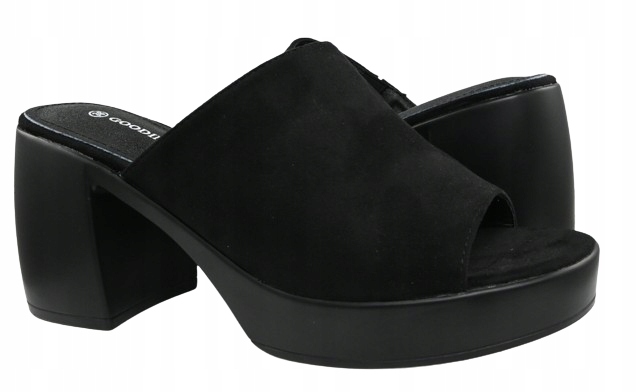 KLAPKI DAMSKIE GOODIN GD FL 1632 PLATFORMA CZARNY ZAMSZ r.39