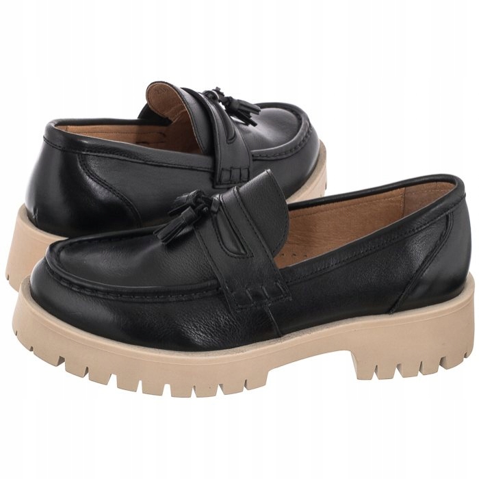 Dámské kožené boty Mokasíny Nessi černé 21079