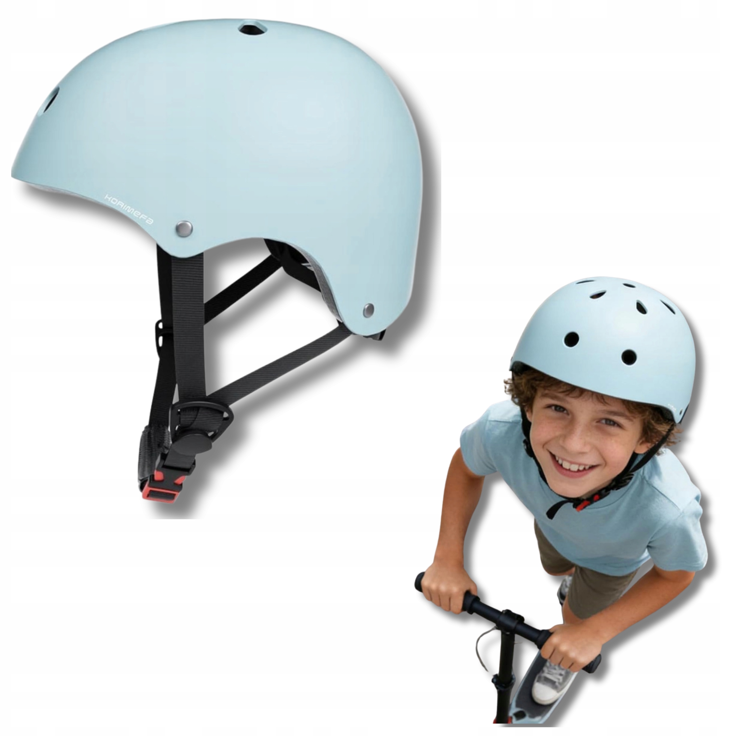 Kask Rowerowy Dziecięcy S 51-54 cm Lekki Jasnoniebieski Na Hulajnogę Rolki