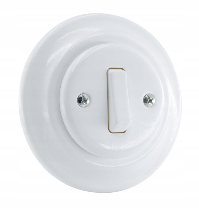 Jednoduchý keramický vypínač Retro, biely zapustený