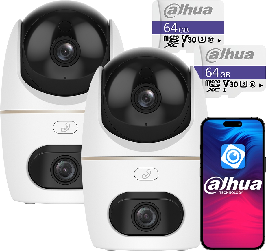 Dve 10Mpx otočné kamery WiFi Dahua H5D-5F Hero Dual Light 64GB
