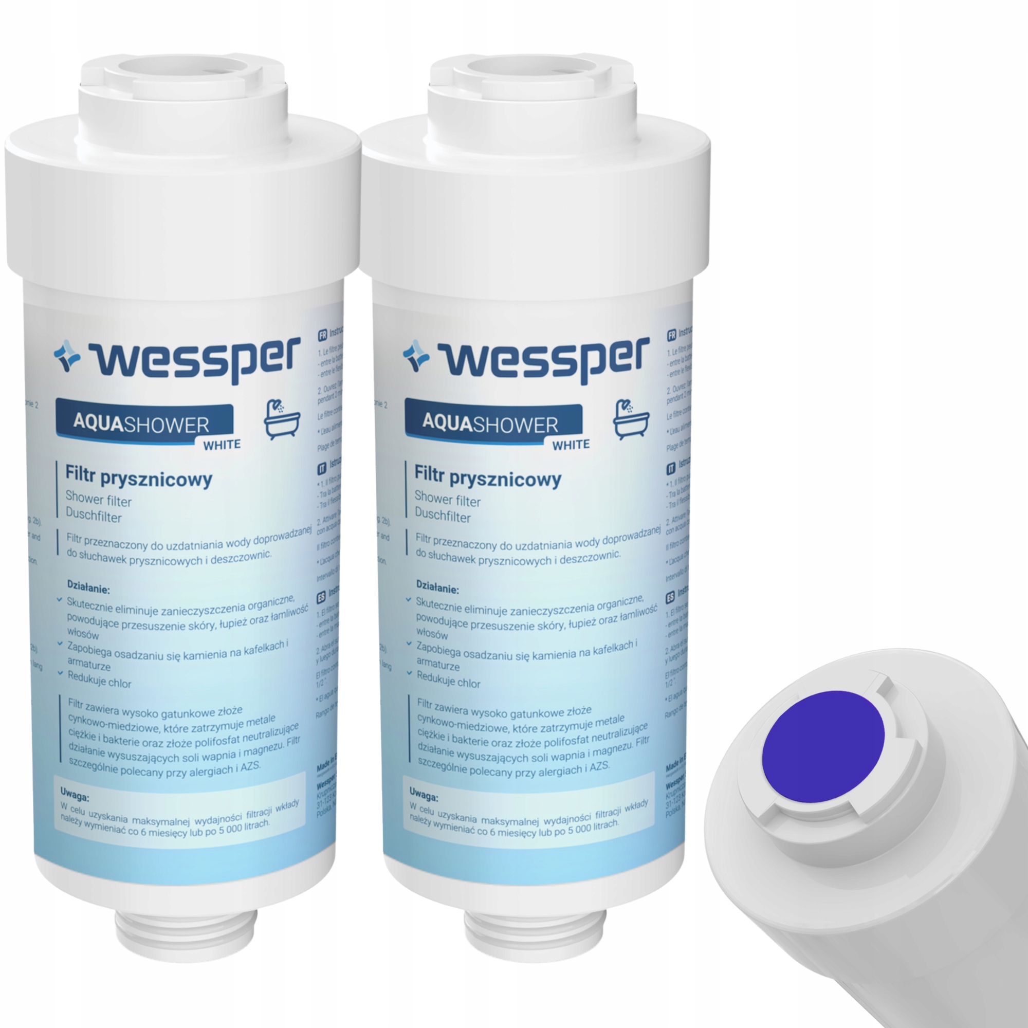 2x Vložka sprchový vodný filter Wessper zmäkčuje sprchovú vodu