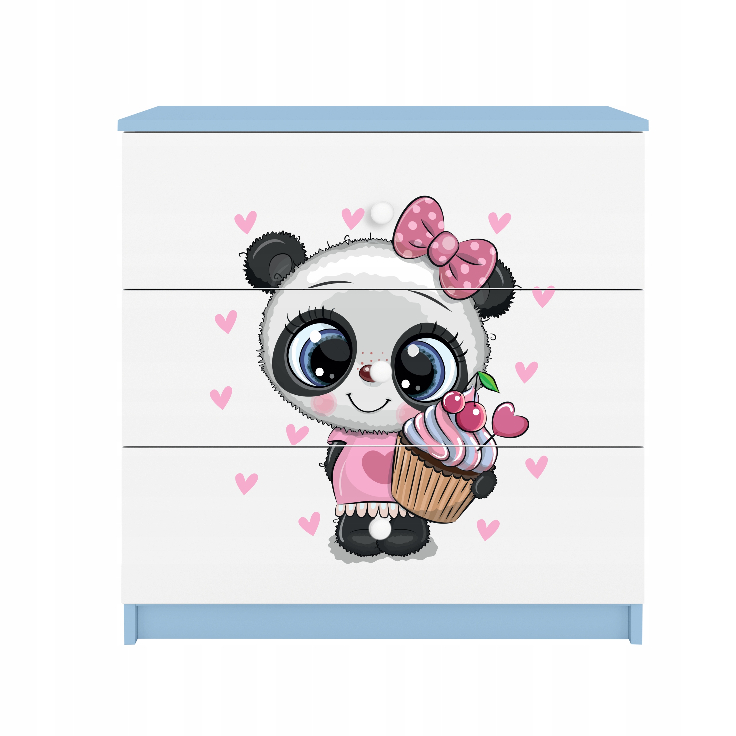 Komoda Babydreams Modrá grafika panda 80 cm