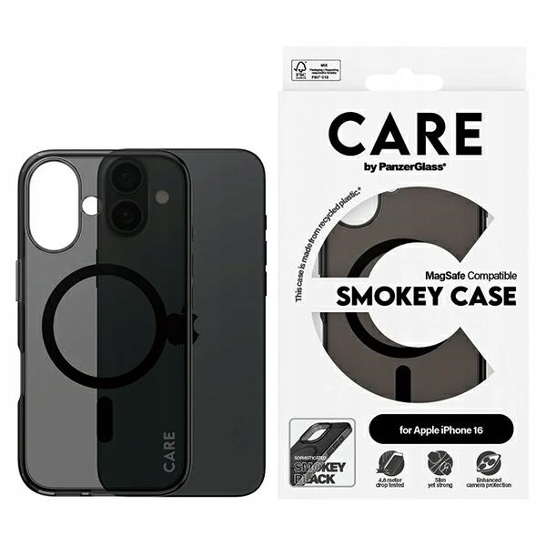 Pouzdro Care by PanzerGlass Flagship Case pro iPhone 16 6.1" kouřové/smokey MagSaf