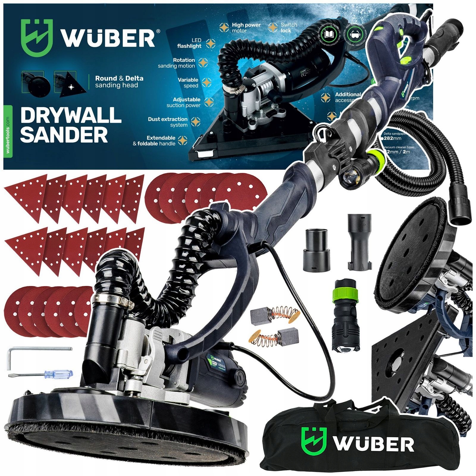 Szlifierka Do Gipsu Gładzi Tynku Żyrafa Led Dwie Głowice Papier X24 Wuber