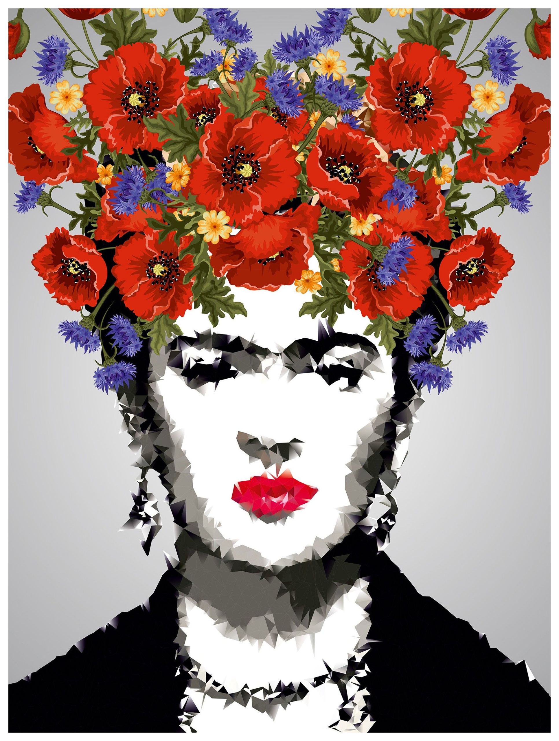 Vliesová fototapeta Frida Kahlo Květiny a síla na zdi 184x254 lepidlo