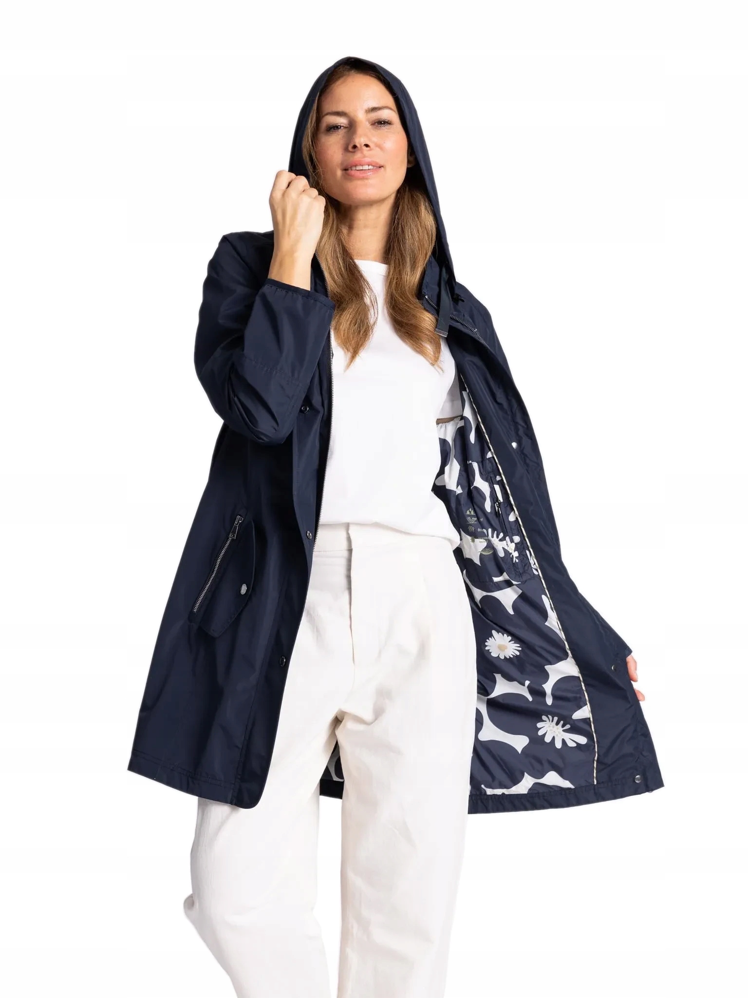 Dámská Jarní Bunda Parka Lehká Tmavě Modrá S Kapucí Green Goose 38