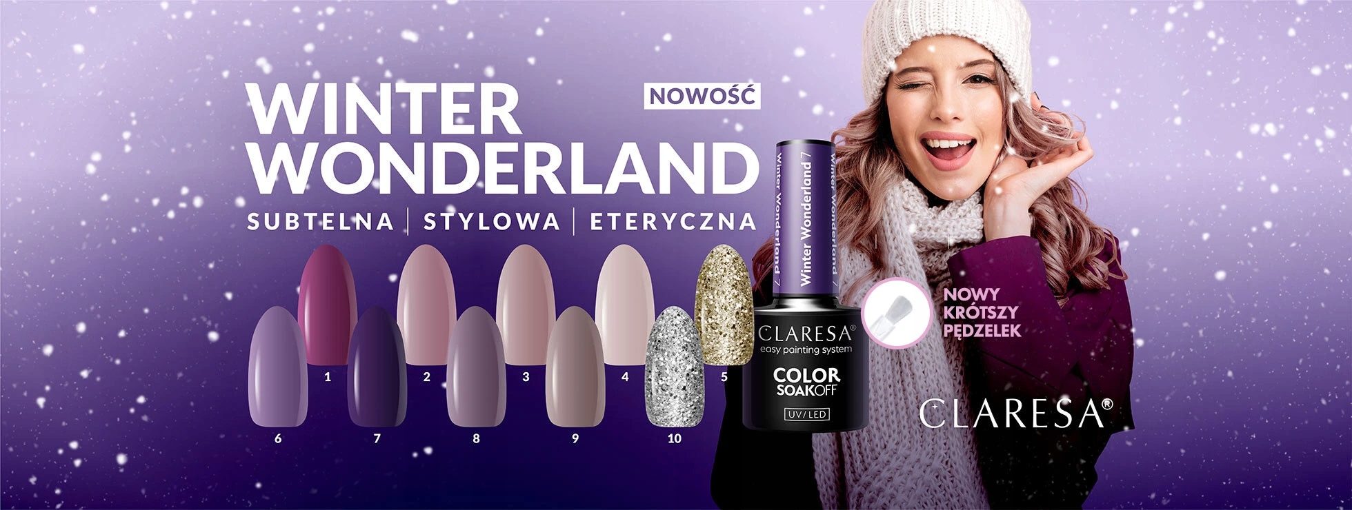 CLARESA Lakier hybrydowy NOWOŚĆ LAWENDOWY ZIMOWY Rodzaj lakier kolorowy