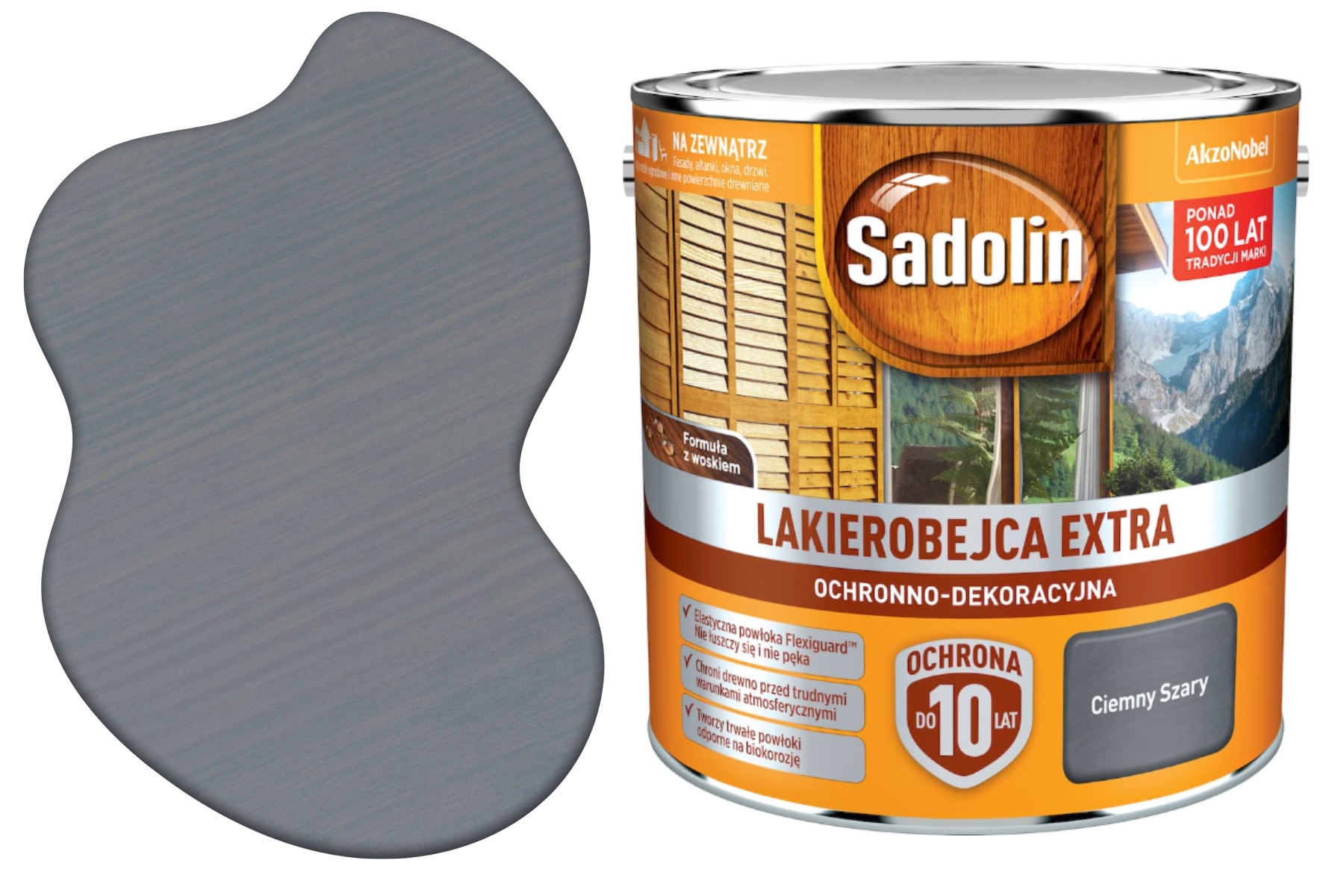 Wydajna Lazura Do Drewna Extra Ochronna Dekoracyjna Ciemny Szary 2,5L