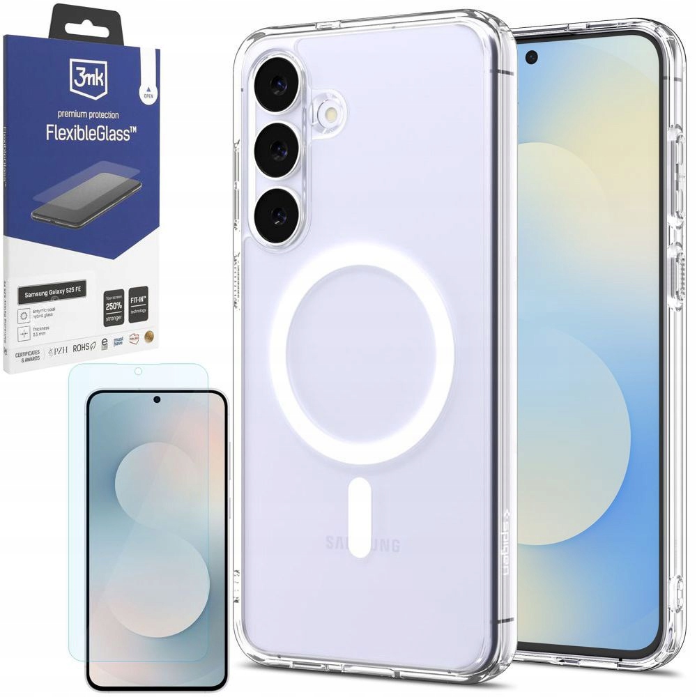 Hybridní Pouzdro Spigen s MagSafe ochranným Sklo 3mk pro Samsung Galaxy S25 Fe