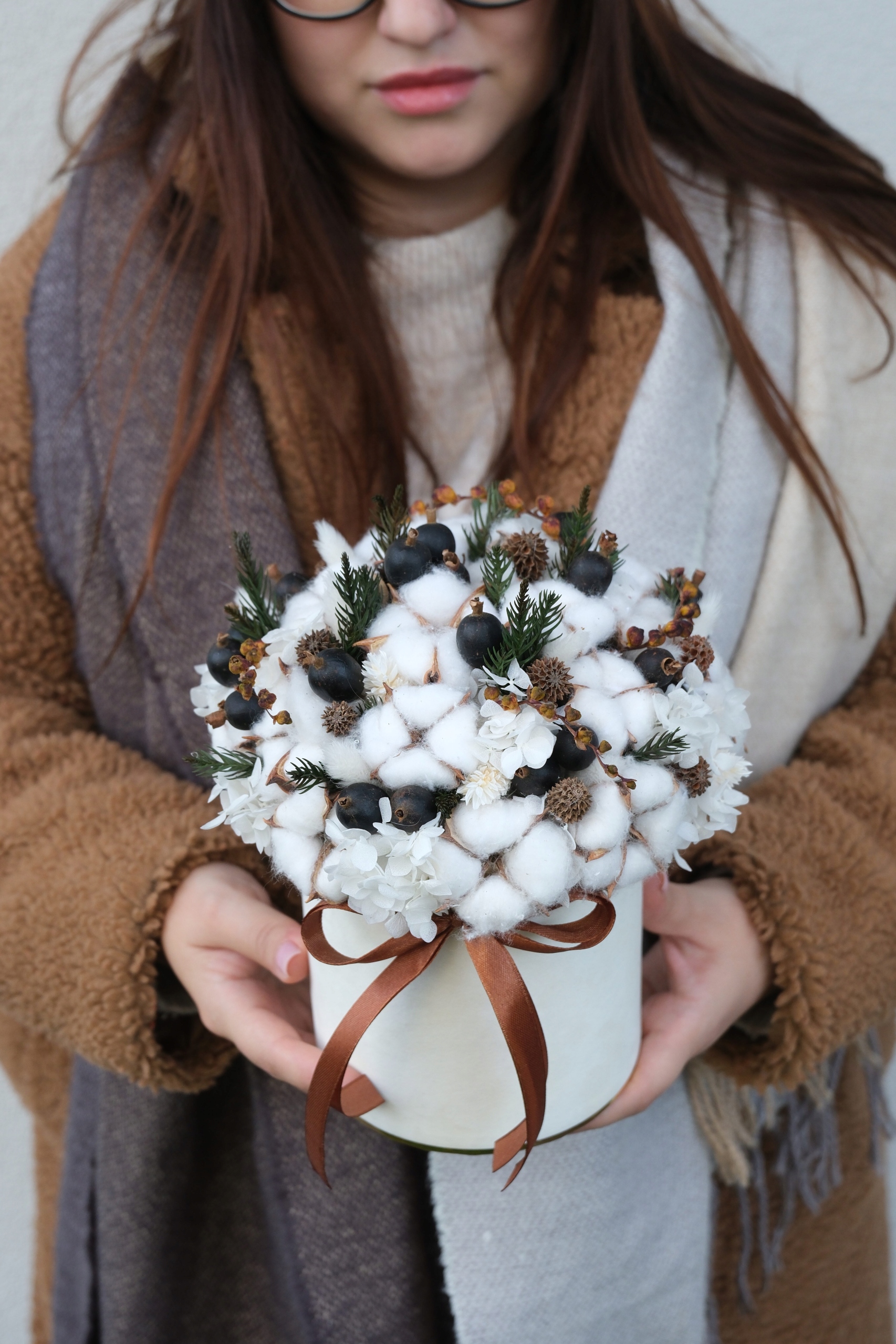 Flowerbox Cotton zo sušených a stabilizovaných kvetov z bavlna