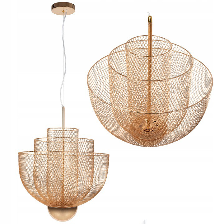 Stylová Závěsné Stropní Svítidlo Led, kovová, moderní, růžové ažurové zlato