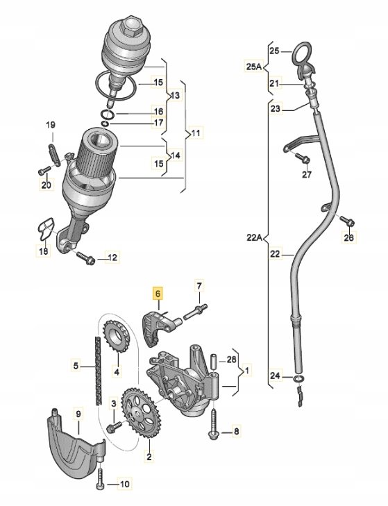 ŁAŃCUCH POMPY OLEJU ROOMSTER VW POLO 1.2 60KM 70KM Numer katalogowy części 03E198229B