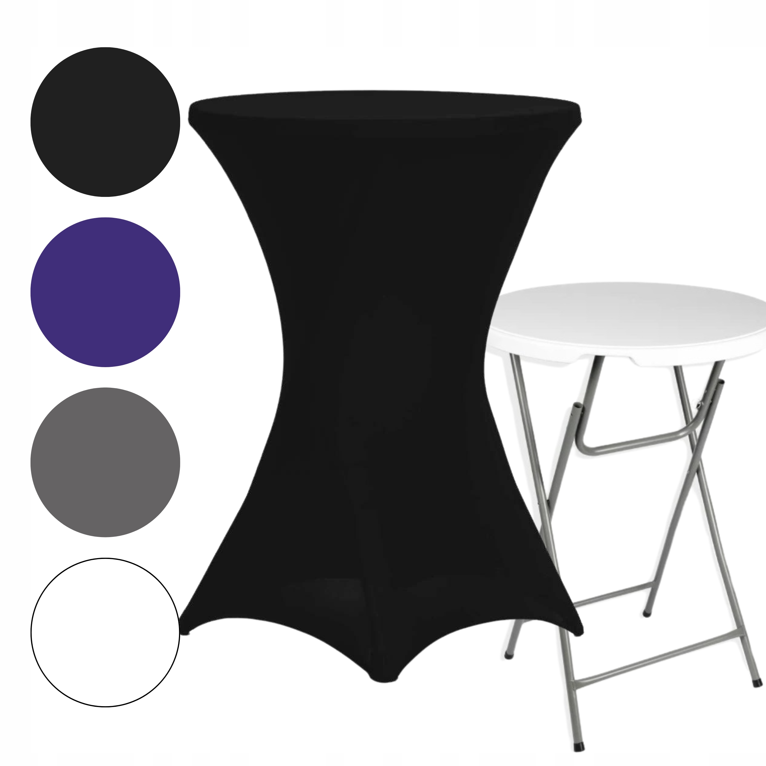 Stół Koktajlowy Cateringowy Okrągły Składany 80X110 CM Pokrowiec Zestaw