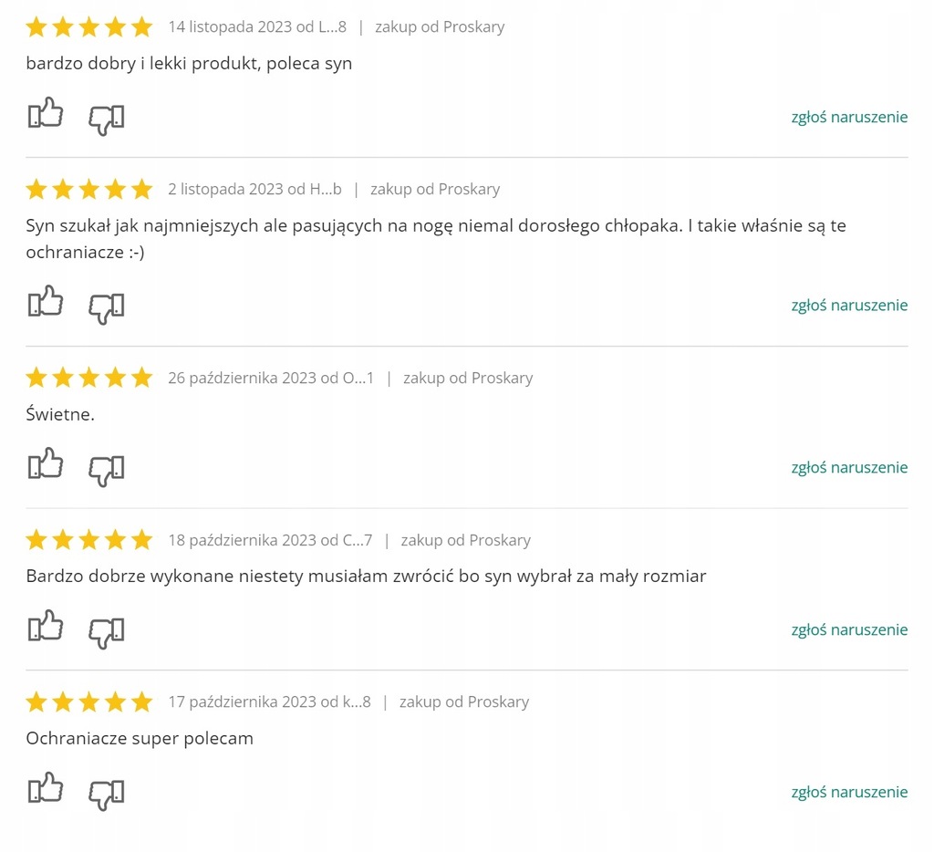 OCHRANIACZE PIŁKARSKIE SPORTOWE BARDZO MAŁE LEKKIE 12 x 8cm -PROSKARY Rozmiar S