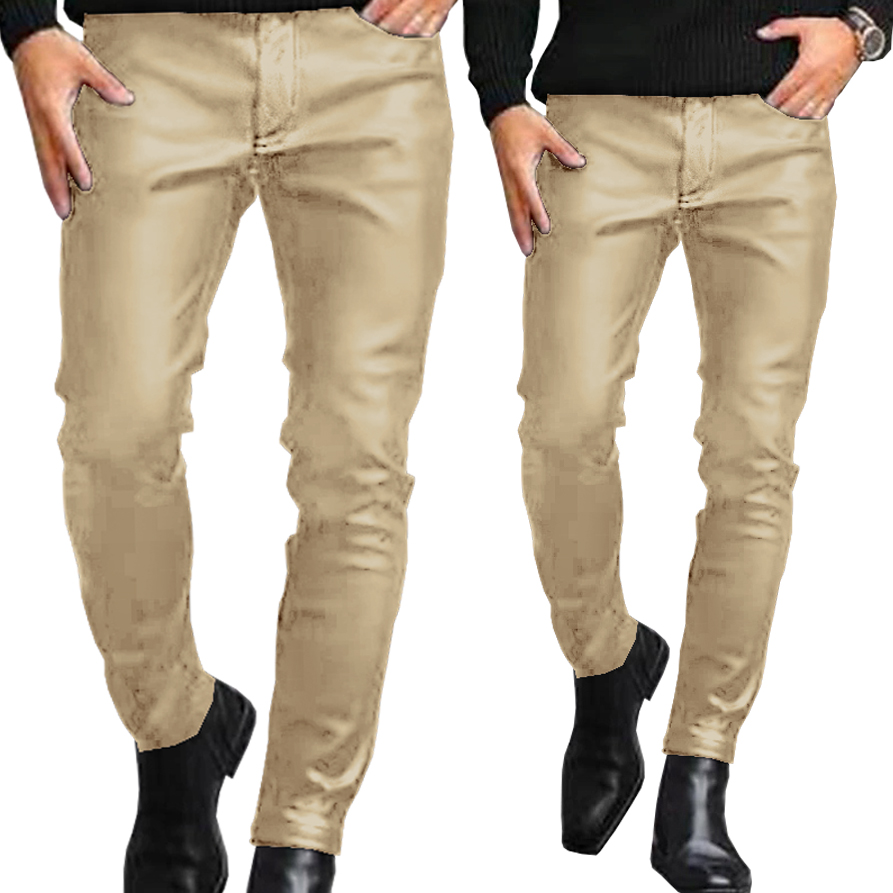 Pánské kalhoty Casual Slim Fit Voskované trubičky z kůže