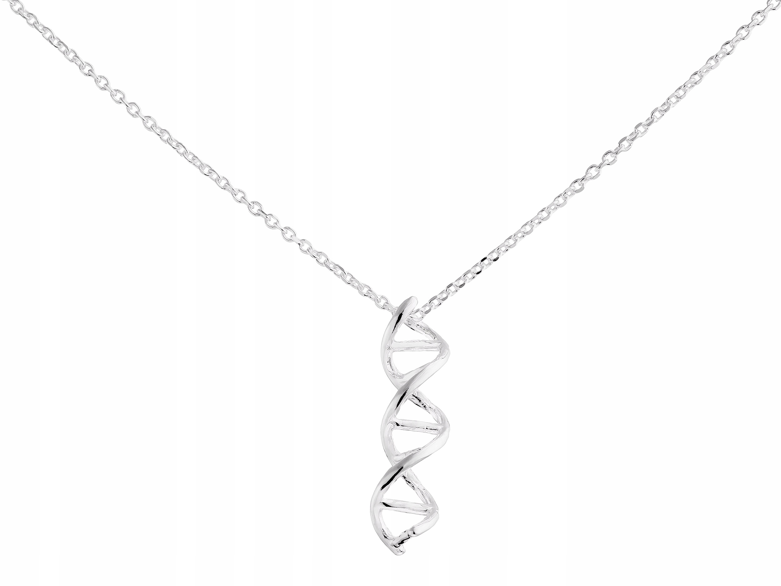 Długi Srebrny Damski Naszyjnik Łańcuch Dna Helisa Łańcuszek Ankier 50cm