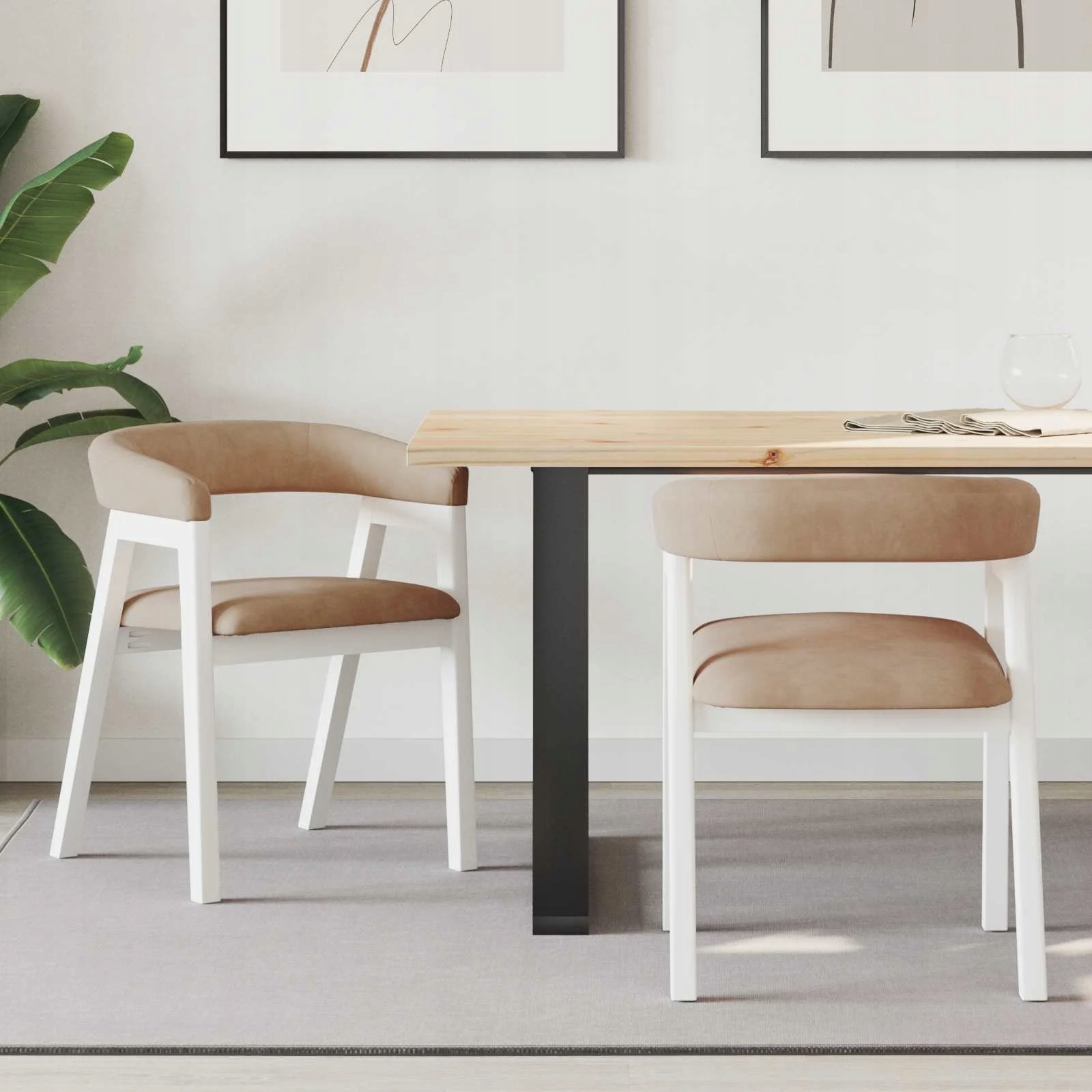 vidaXL Jídelní židle 2 pcs Bílá 54 x 57 x 73 cm Masivní gumové dřevo