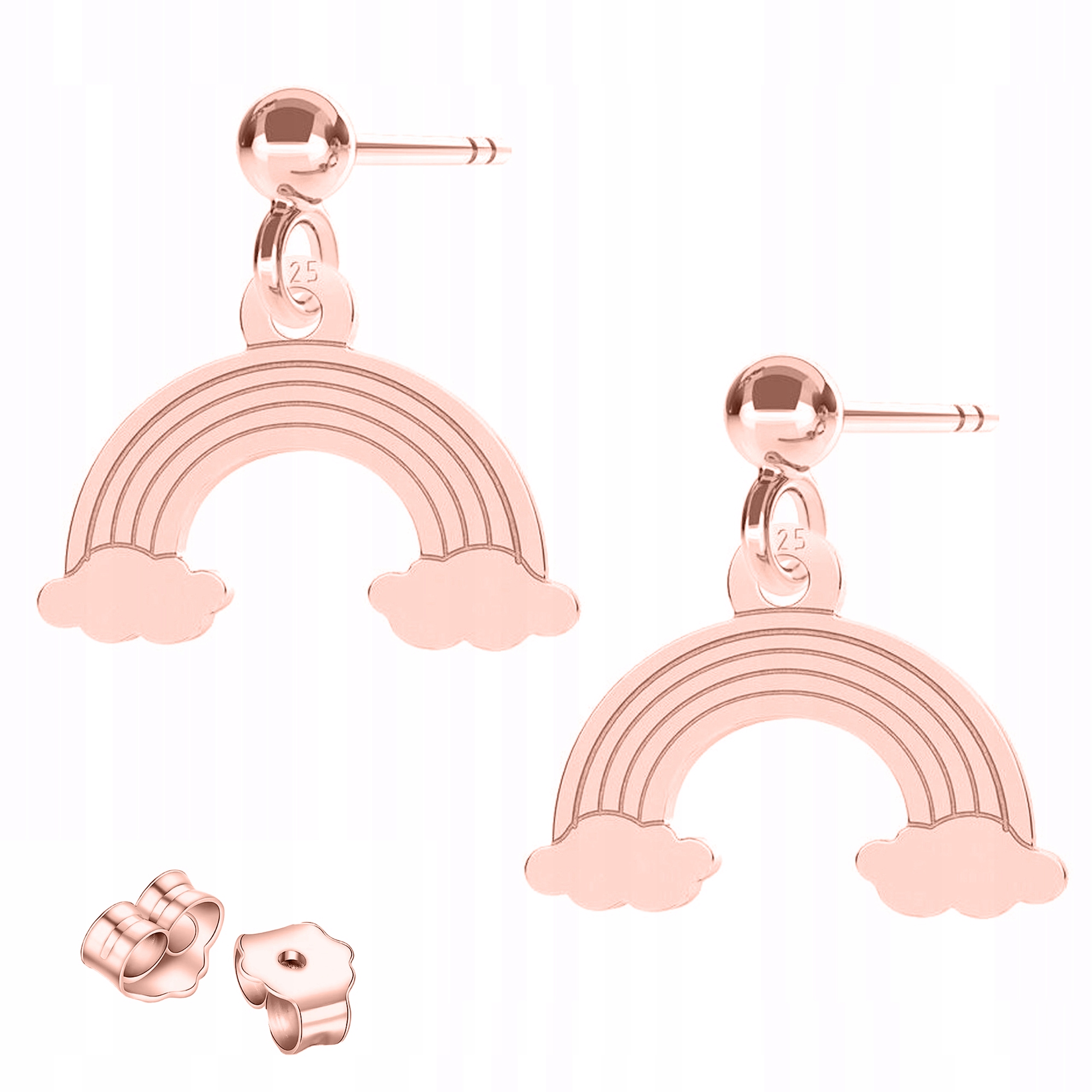 Náušnice Pozlacené Duhy Plech s Duhou Rainbow na tyči Stříbro 925