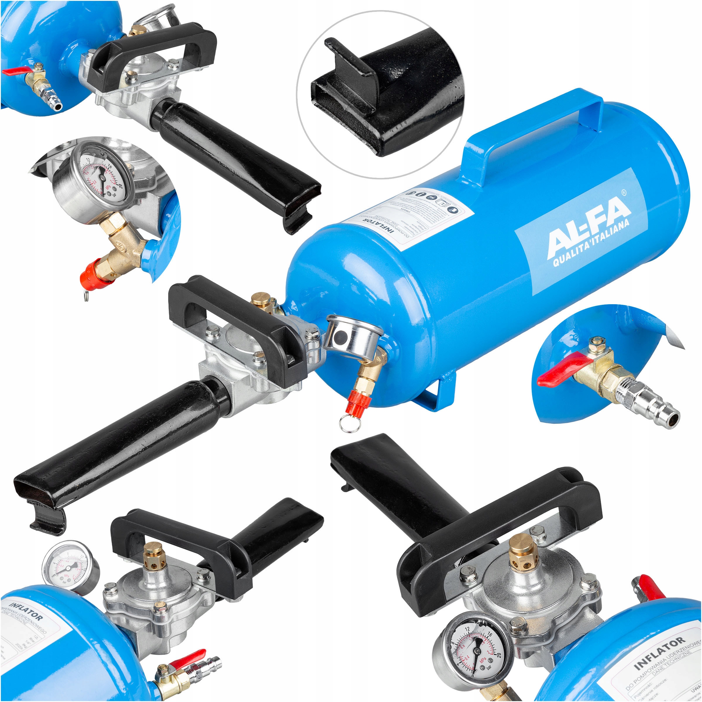 INFLATOR DO POMPOWANIA KÓŁ ZBIORNIK 12L