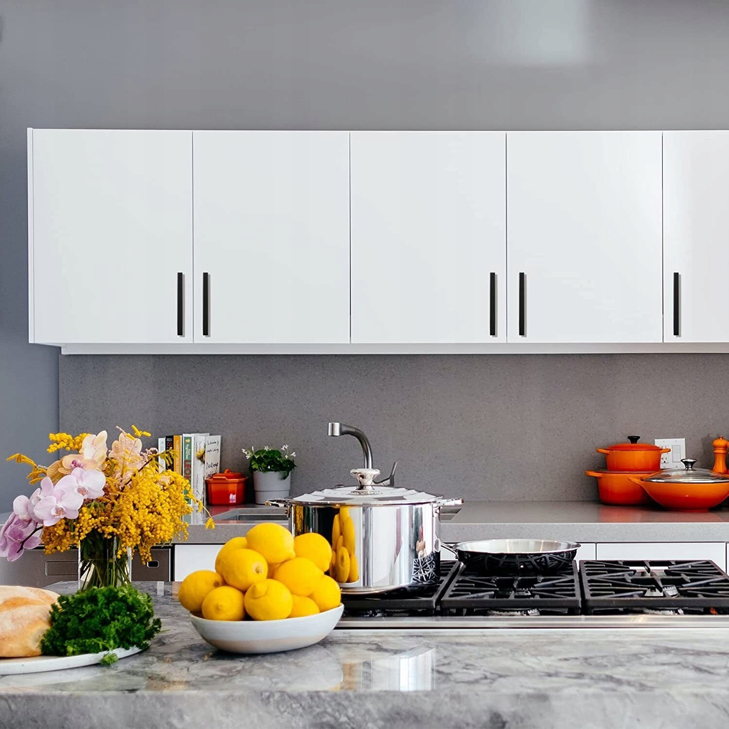 10SZT ROZSTAW OTWORÓW 128MM CZARNYCH UCHWYTÓW MEBLOWYCH UCHWYT SZAFKI Długość 13.6 cm