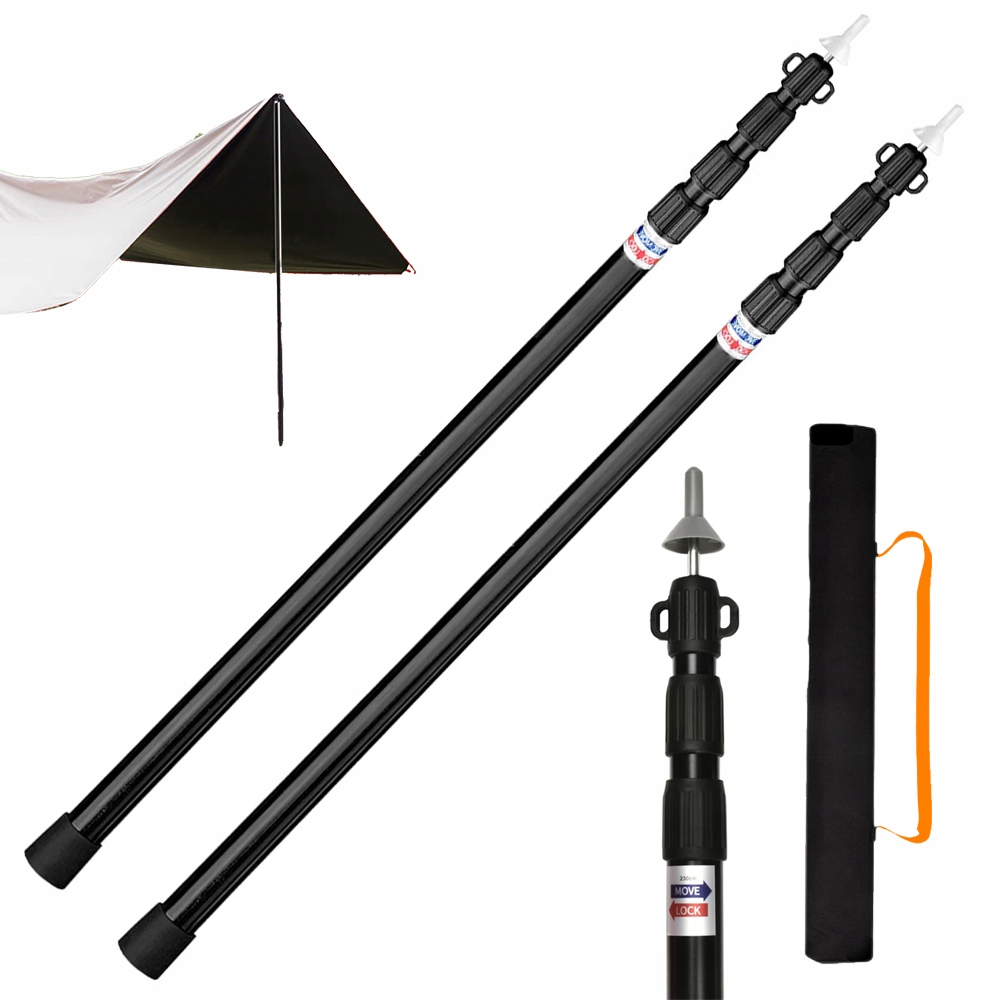 2× Stanové Tyče Nastavitelné, Stanové Tyče Z Hliníkové Slitiny 95-230 CM