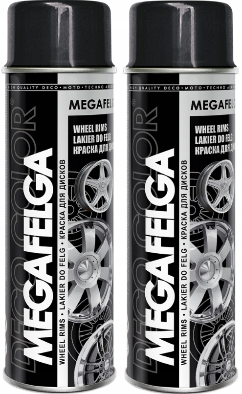 2SZT 2X Farba Do Felg Lakier Czarny Połysk Spray 500ml