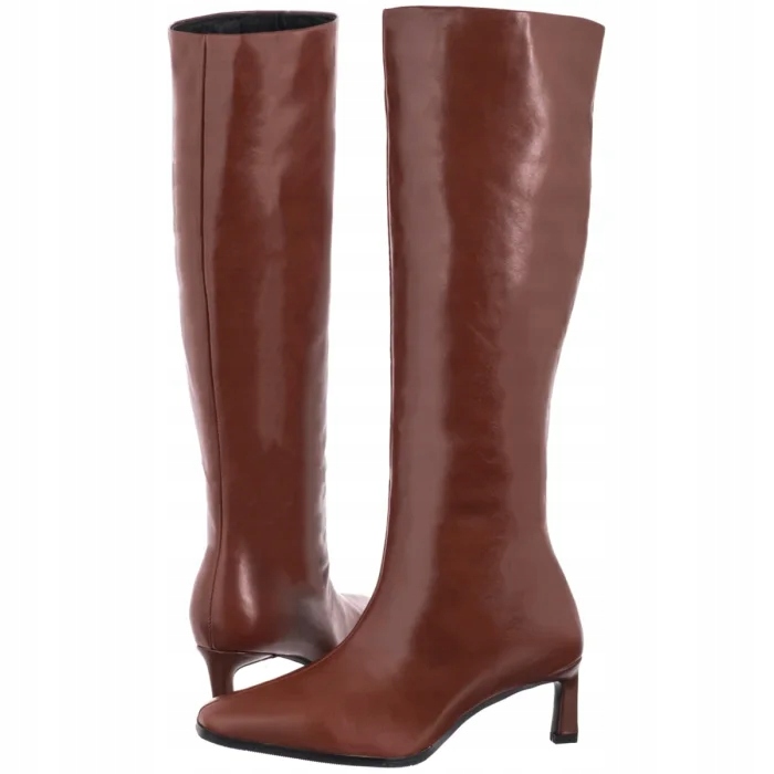 Kožené dámské kozačky na podpatku Venezia Hnědé V428-00679