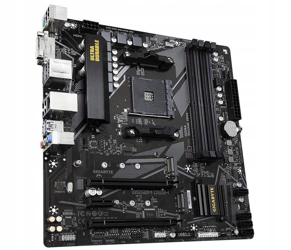 GIGABYTE B550M DS3H Płyta Główna AMD Ryzen DDR4 4733MHz PCIe 4.0 USB 3.2 — miniatura 3