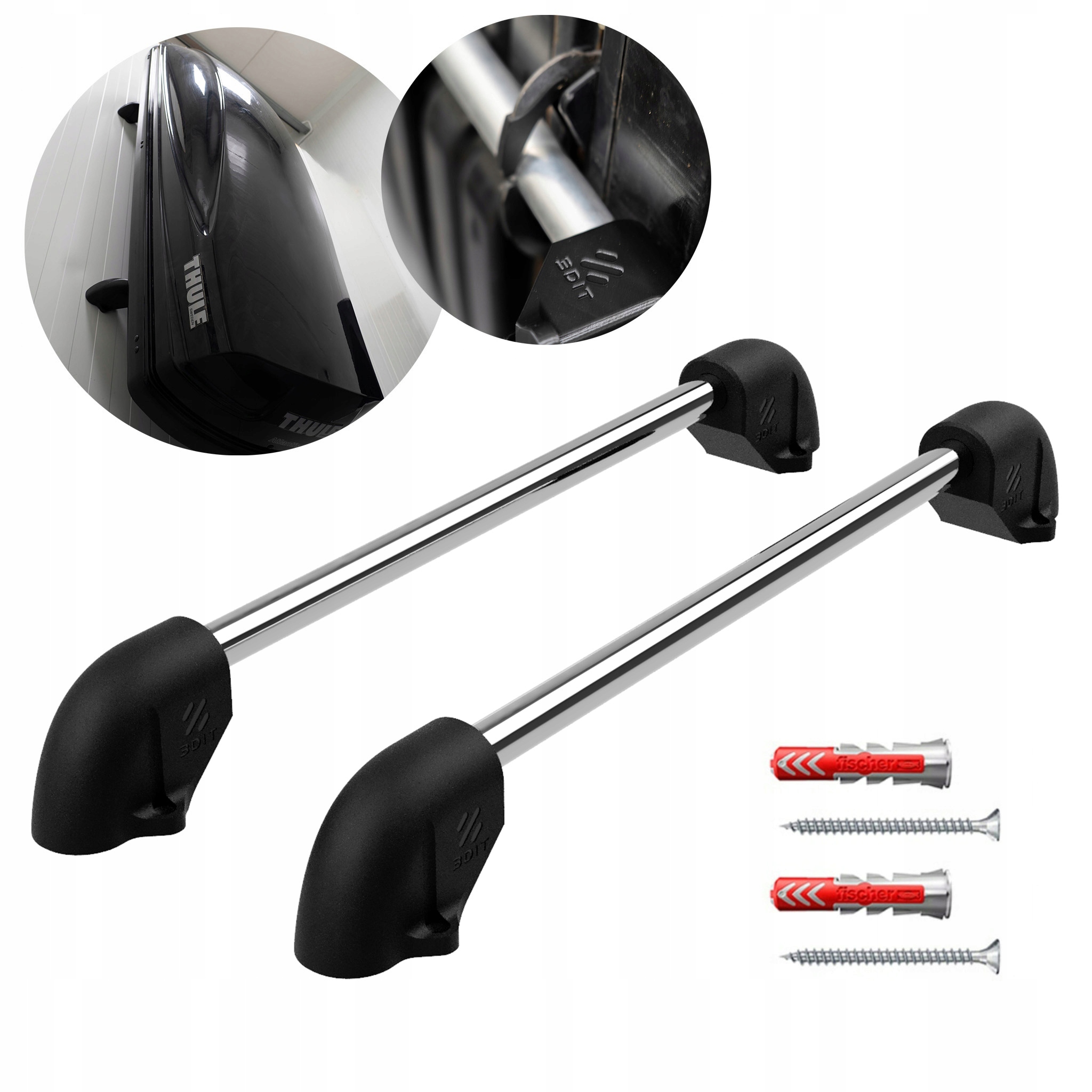 Nástěnný věšák na střešní rakev, střešní box Thule, černý, 2ks