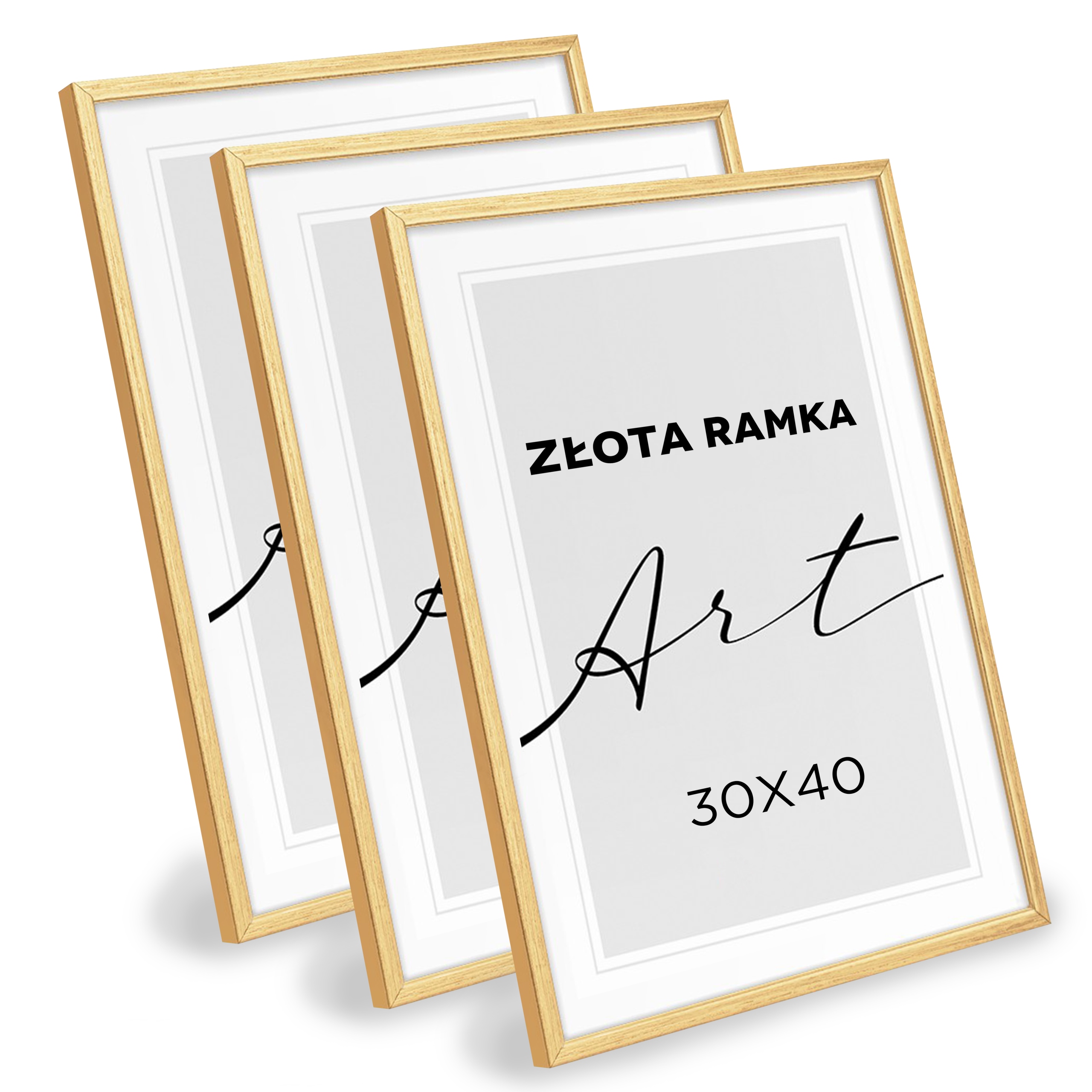 

Zestaw 3 Ramek na zdjęcia 30x40 Złote plexi Foto