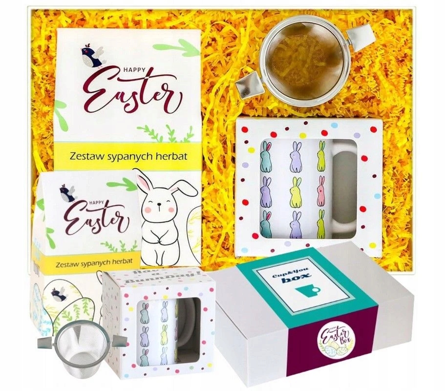 na Zajączka Box wielkanocny zestaw herbat sypanych Premium kubek