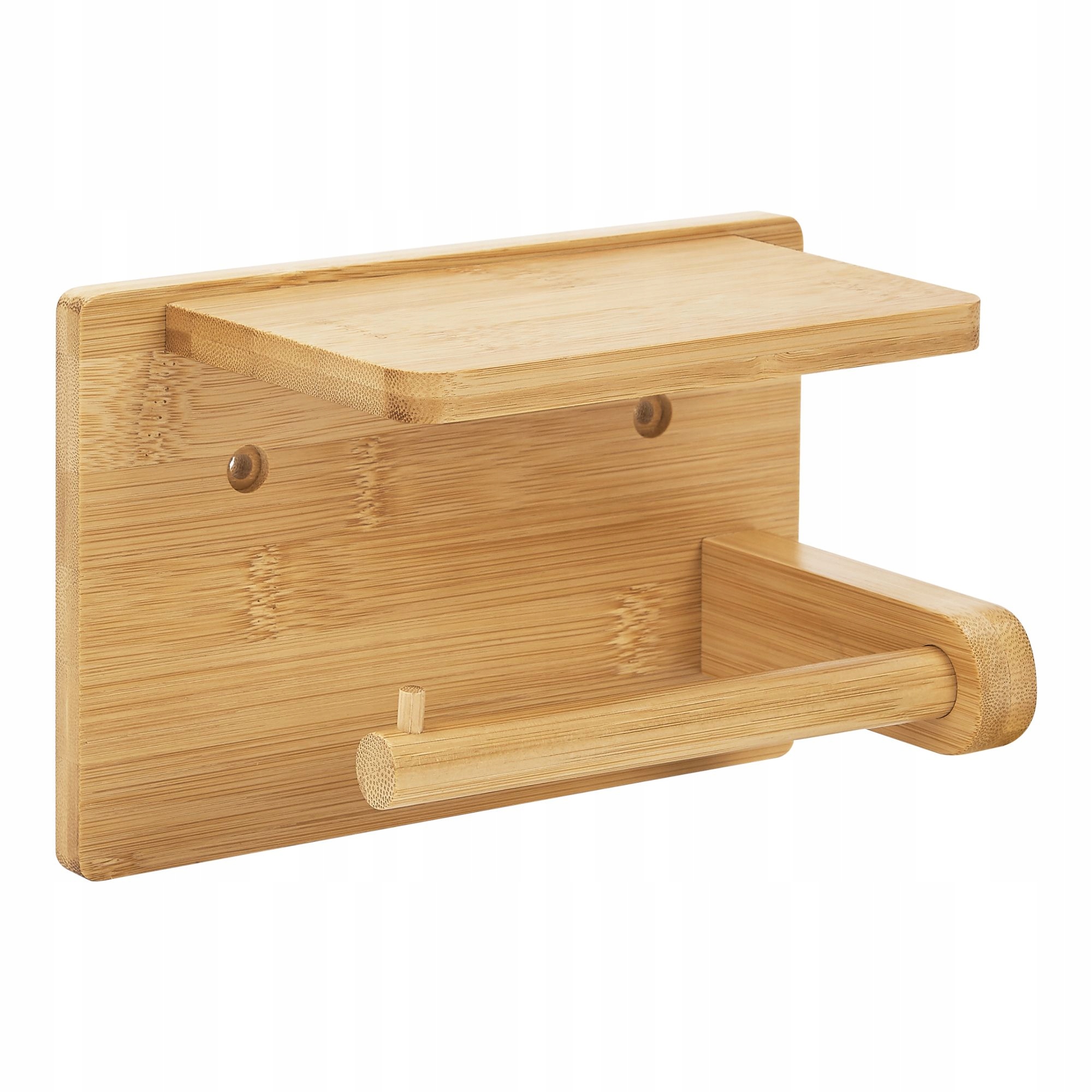 WIESZAK UCHWYT NA PAPIER TOALETOWY Z PÓŁKĄ bambus Marka inna