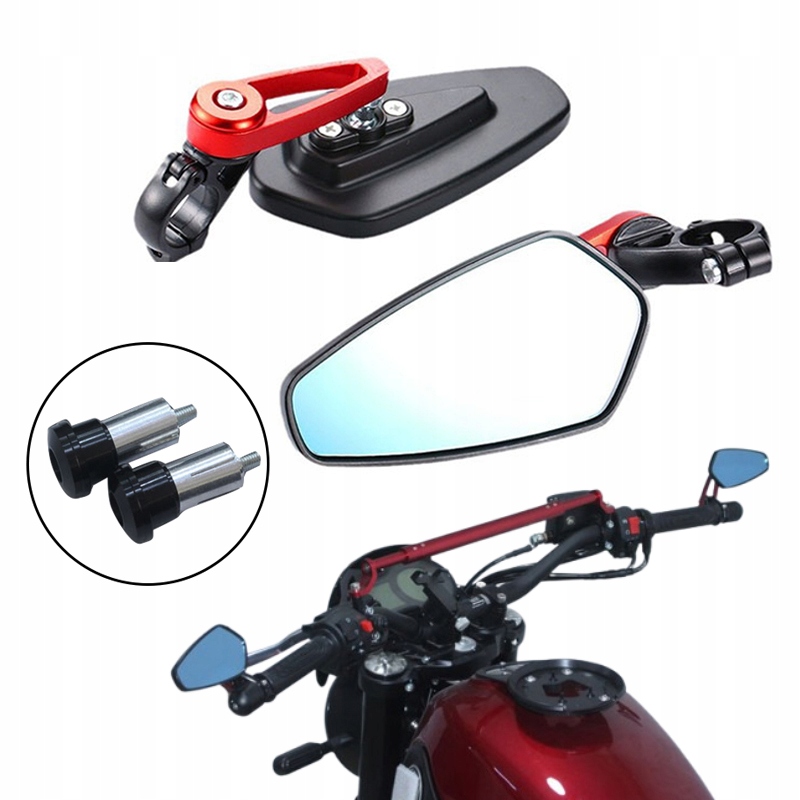 Lusterka Motocyklowe na kierownicę Uniwersalne 7/8'' 22mm Aluminiowe