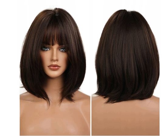 Haircube Paruka s hřívou tmavě hnědá Bob 30 cm LC9075-1