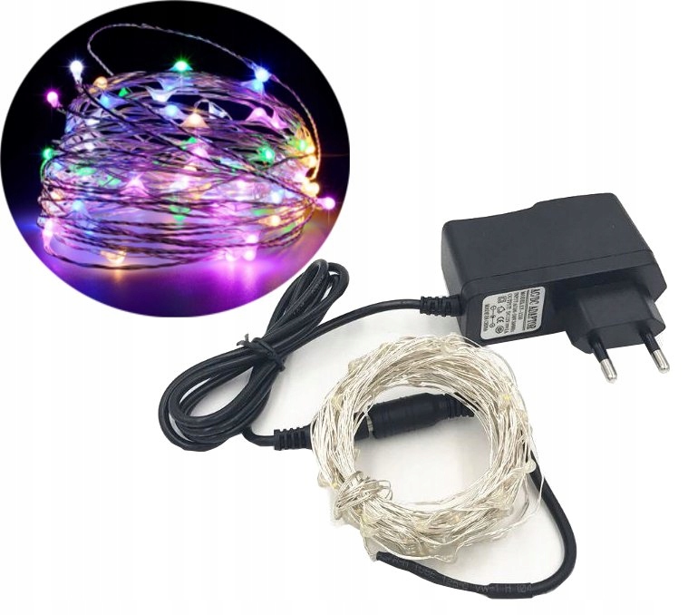 LAMPKI DRUCIK MICRO LED KOLOROWE 100SZT 230V