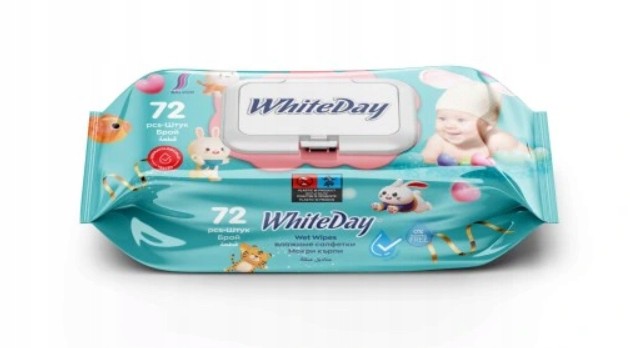 CHUSTECZKI NAWILŻANE WHITEDAY 72 SZT Z KLIPSEM