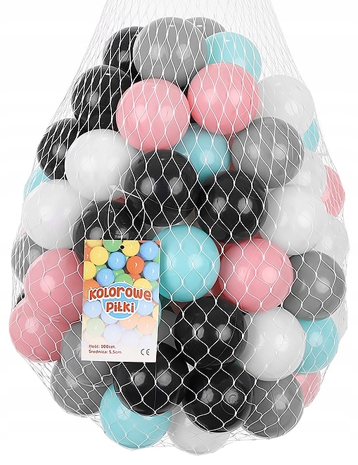 KOLOROWE PLASTIKOWE PIŁKI PIŁECZKI KULKI - 100 szt