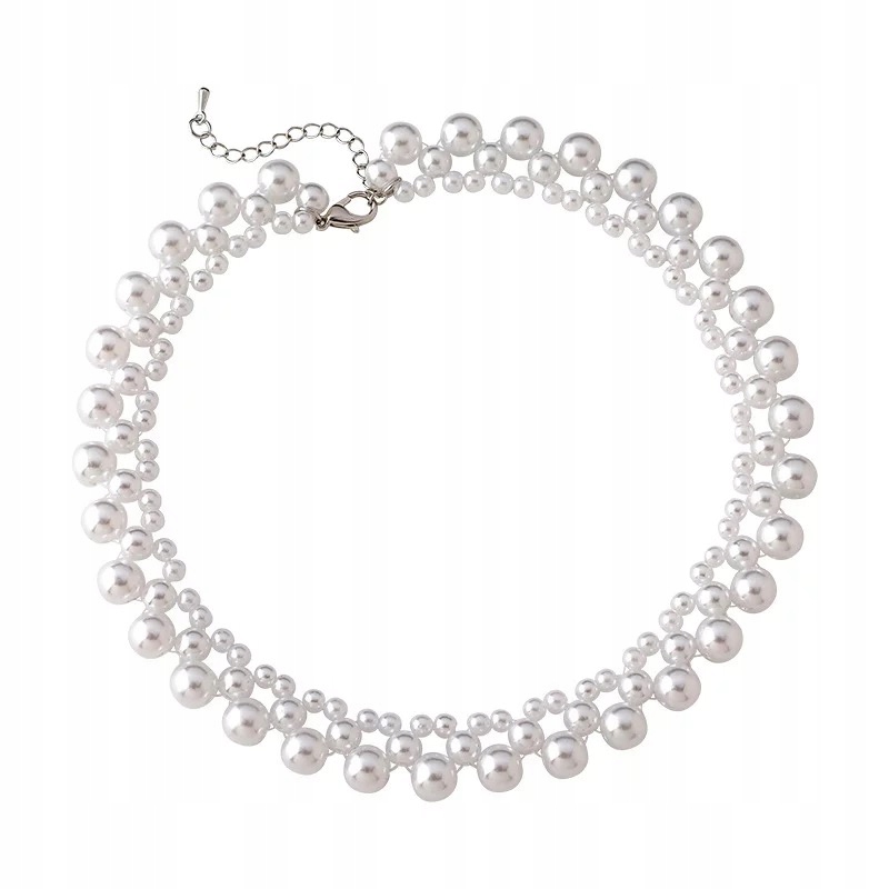 

Naszyjnik Choker Perły koraliki Vintage biały